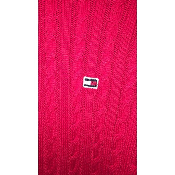 Tommy Hilfiger Women's XXL Red & Black Cable Knit Cotton Sweater Long Sleeve Gra - Picture 4 of 6